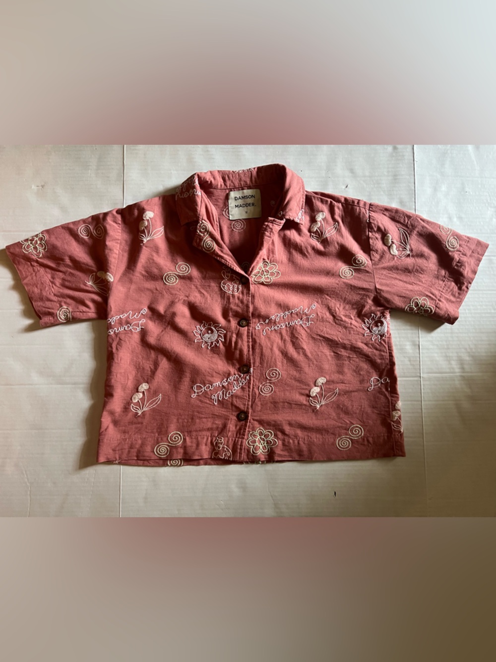 Damson Madder Chloe Embroidered Salmon Shirt Size 12 View 4